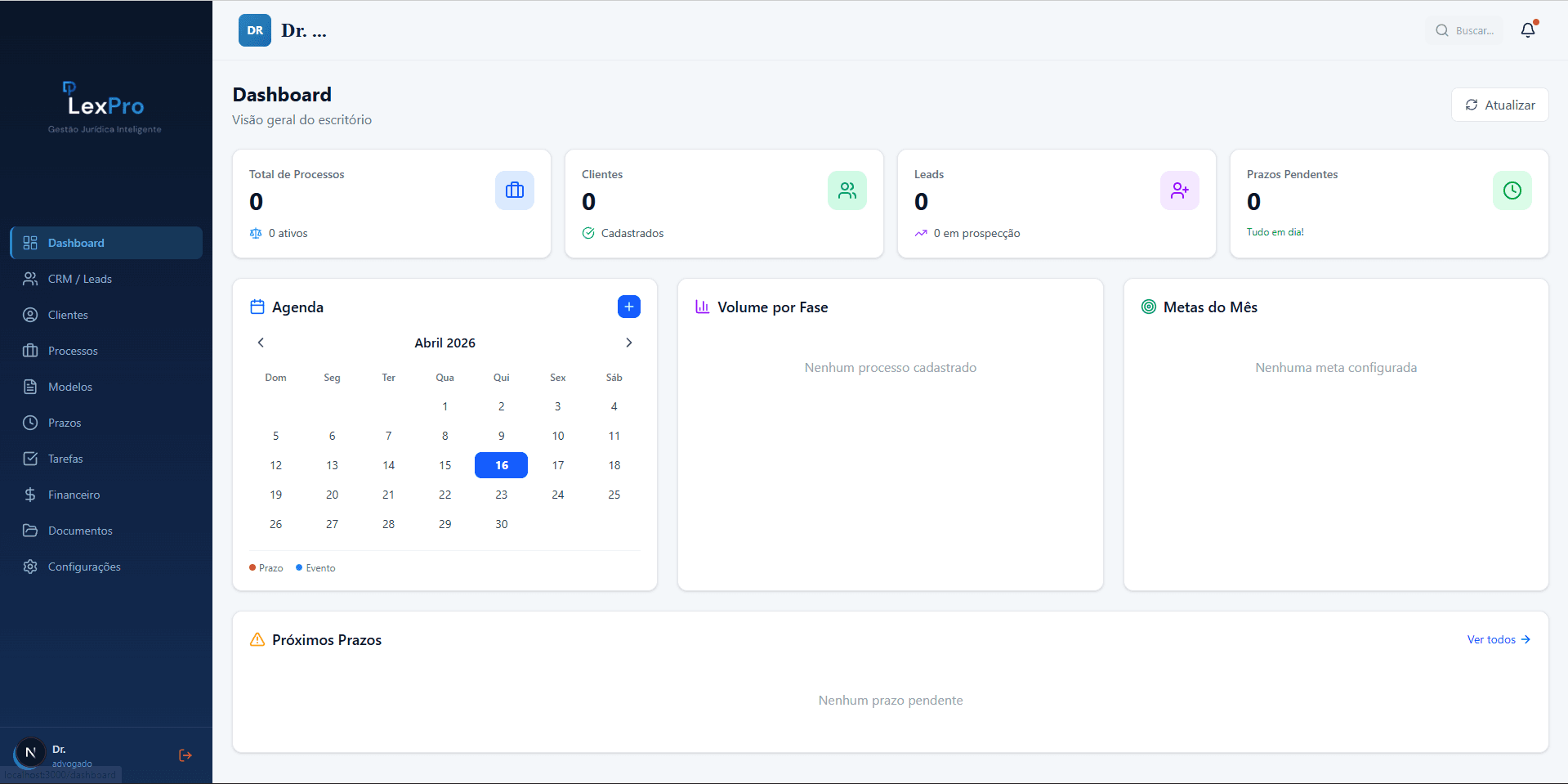 Dashboard do LexPro